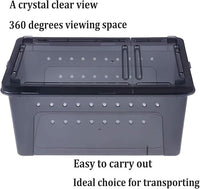 PINVNBY Reptile Enclosure Terrarium 2-Pack - 12.6"x8.7"x5.9" Multi-Purpose Transparent Plastic Habitat Cage for Gecko Scorpion Spider Snake Breeding Feeding & Cricket Keeper with Ventilated Lid, Black