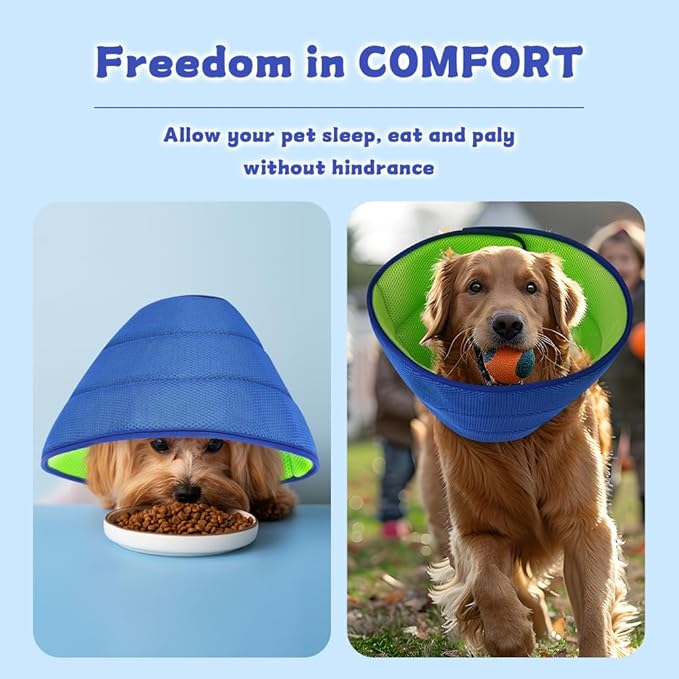 Soft Dog Cone Collar After Surgery Alternative for Dogs to Stop Licking, Comfy Collars for Large/Medium/Small Pet, Adjustable Elizabethan Neuter Recovery E Cones of Shame Neck & Head Ecollars