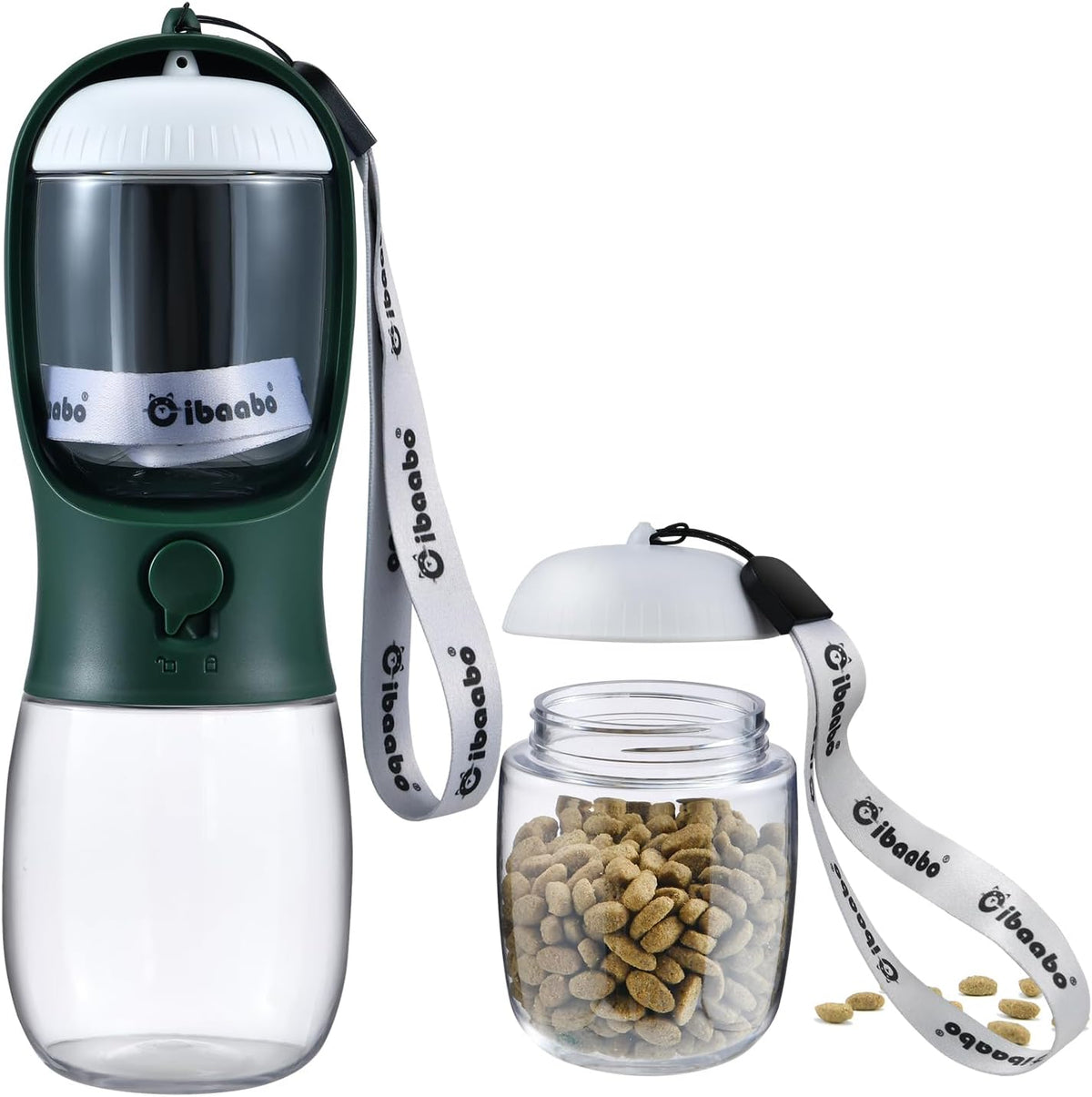Dog Water Bottle Portable with Food Container & Filter for Travel – Essentials for Dogs - #08 Dark Green / 10oz