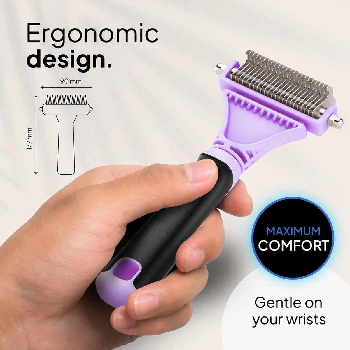 Pretty Paw Cat Brush for Indoor Cats & Long Hair with Gentle Massage - Purple - image 2
