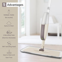 Spray Wet Mops for Hardwood Floor Cleaning - MEXERRIS Dust Dry Mops with 3 Reusable Washable Pads Wood Floor Mop with Spray Home Commercial Use Hardwood Laminate Wood Ceramic Tiles