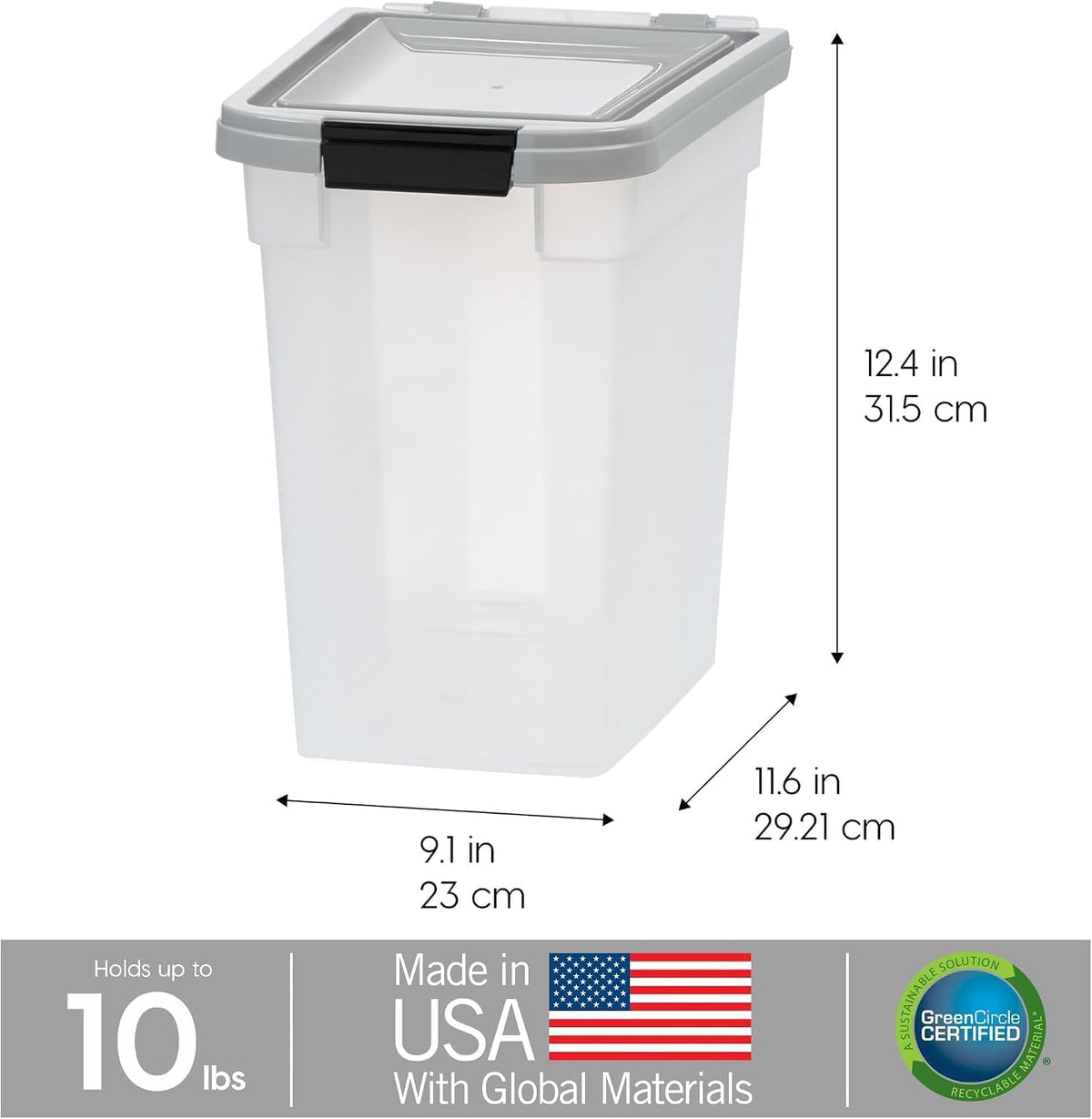IRIS USA Airtight Pet Food Storage Rolling Container - 10 lbs / Gray - image 3