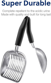 WePet Cat Litter Scoop, Aluminum Alloy Sifter, Kitty Metal Scooper, Deep Shovel, Long Handle, Poop Sifting, Kitten Pooper Lifter, Durable, Heavy Duty, for Litter Box