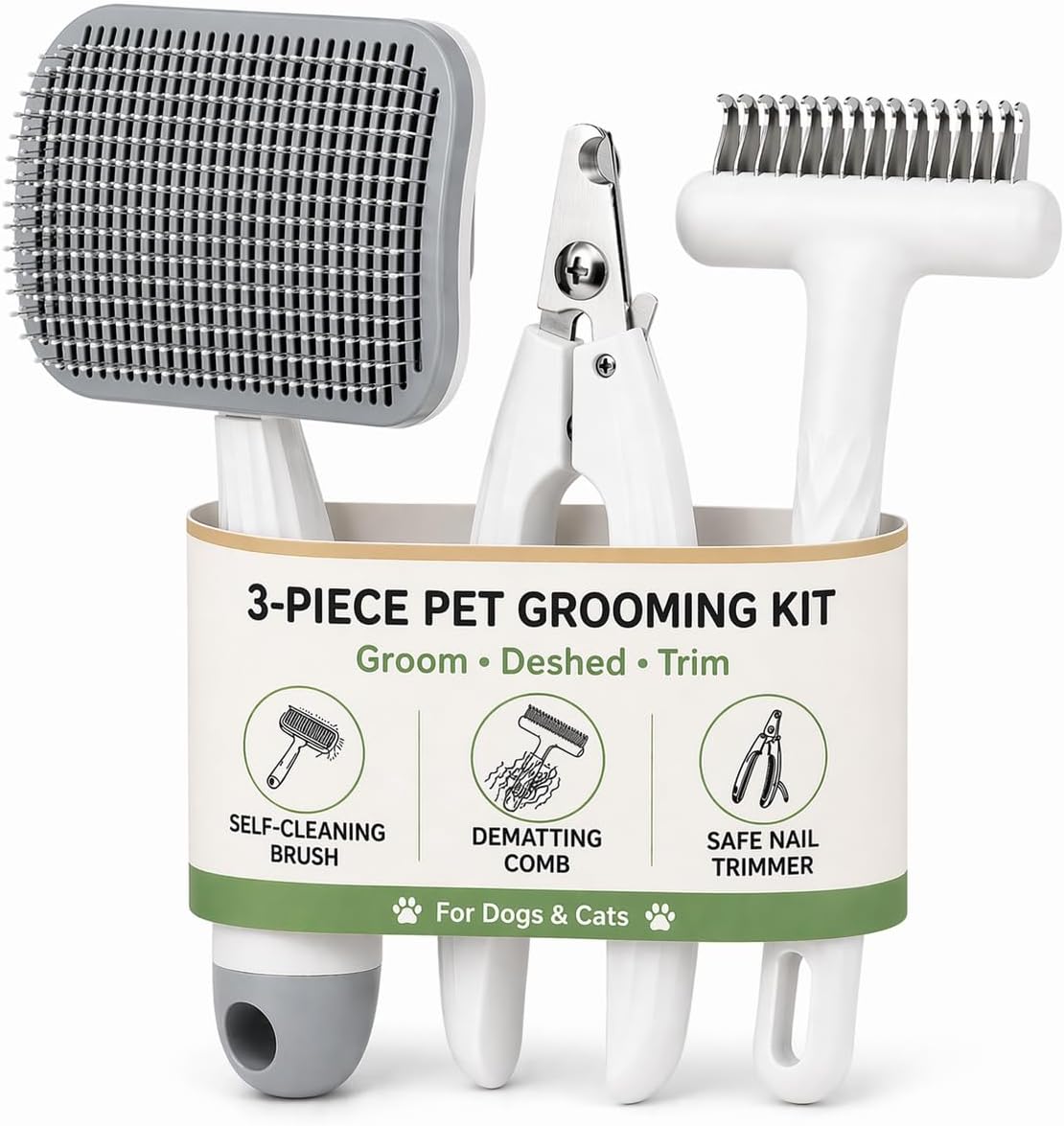 3-Piece Dogs & Cats brush for shedding