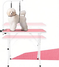 LEIBOU Pet Dog Grooming Table Foldable Grooming Table Heavy Duty Iron - Pink-209SP / 36.0"L x 24.0"W x 33.8"H
