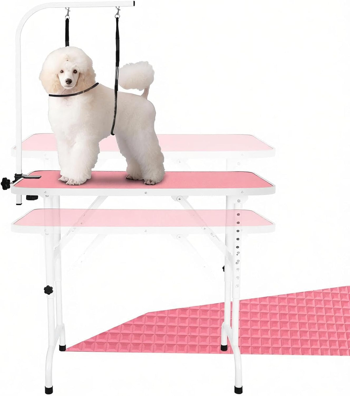 LEIBOU Pet Dog Grooming Table Foldable Grooming Table Heavy Duty Iron - Pink-209SP / 36.0"L x 24.0"W x 33.8"H