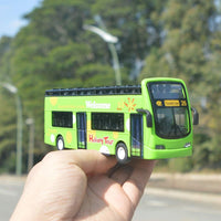 Ailejia red open top double decker sightseeing bus toy with alloy body - view 9