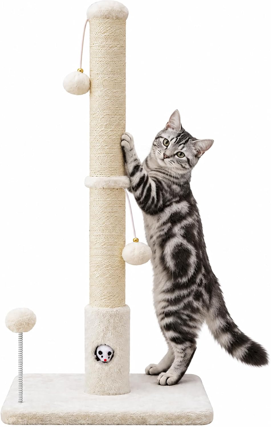 Funny Cat Scratching Posts Sturdy Scratcher Posts 33'' Off White – Essentials for Cats - Off White / 33‘’
