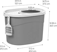 IRIS USA Top Entry Cat Litter Box, Hooded Privacy - Oval / Gray w/ Scoop - image 2