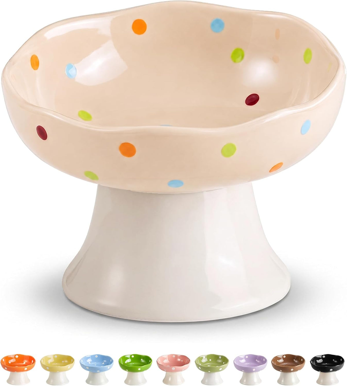 Red Mushroom Cat Bowl, Elevated Ceramic Bowl for Cats – Essentials for Cats - Confetti