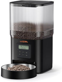 WOPET Automatic Cat Feeder, WiFi Dog Feeder with APP Control for Remote Feeding, Automatic Cat Food Dispenser with 10S Voice Record,1-10 Meals Per Day for Cats and Dogs (Black-Standard)
