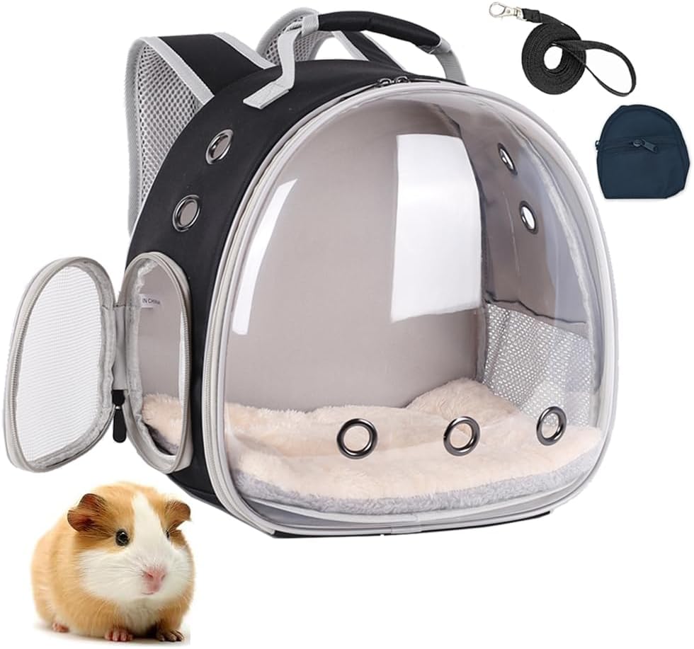 Portable Small Animal Backpack Travel Breathable Pet Carrier Bag - BLK+BLK / Backpack+Bag