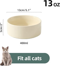 Ceramic Set of 2 Cat Bowls, Food and Water Bowls for Cats, Kitty, 2pcs Cat Dishes, Pet Feeder(5.1inch, 2 x Beige Bowls)