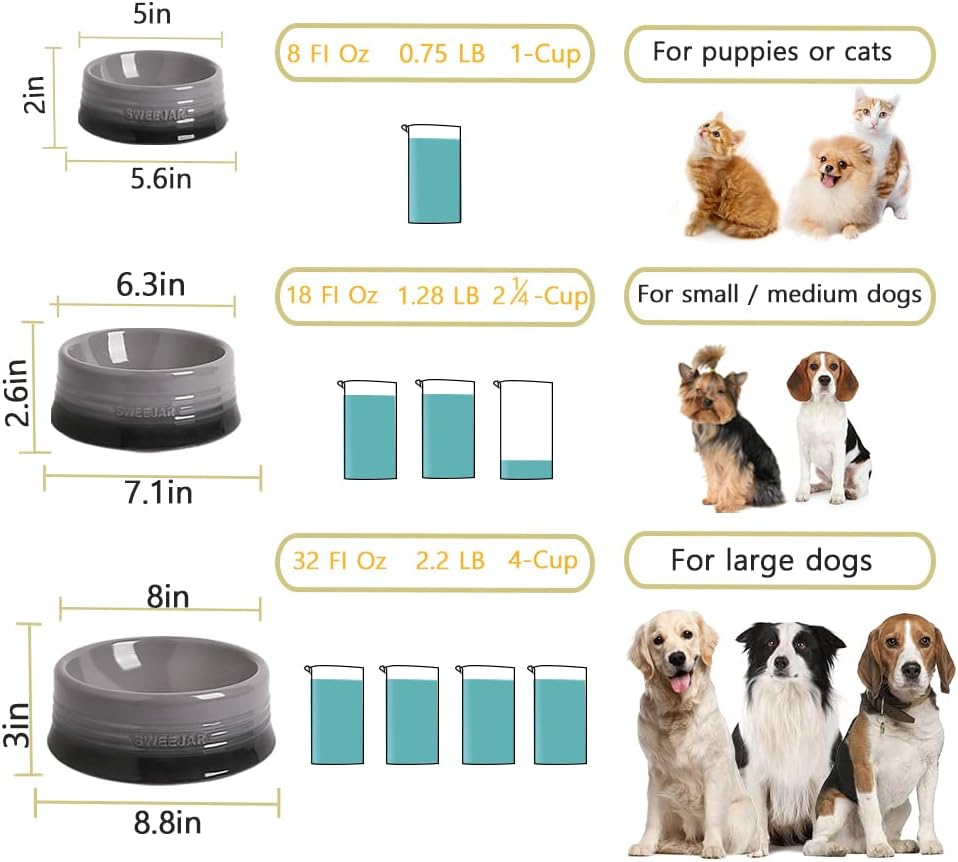 Sweejar Gradient Dog Bowl - Small (8oz) / Gradient Grey - image 3