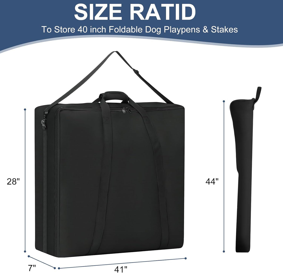 24" Dog Fence Storage Bag for Camping & RV Trips Comfortable Carry – Essentials for Dogs - Black / 41"×7"×28" - image 2