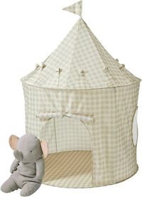 3 Sprouts Kids Play Tent for Ages 3 to 10 - Gingham Beige