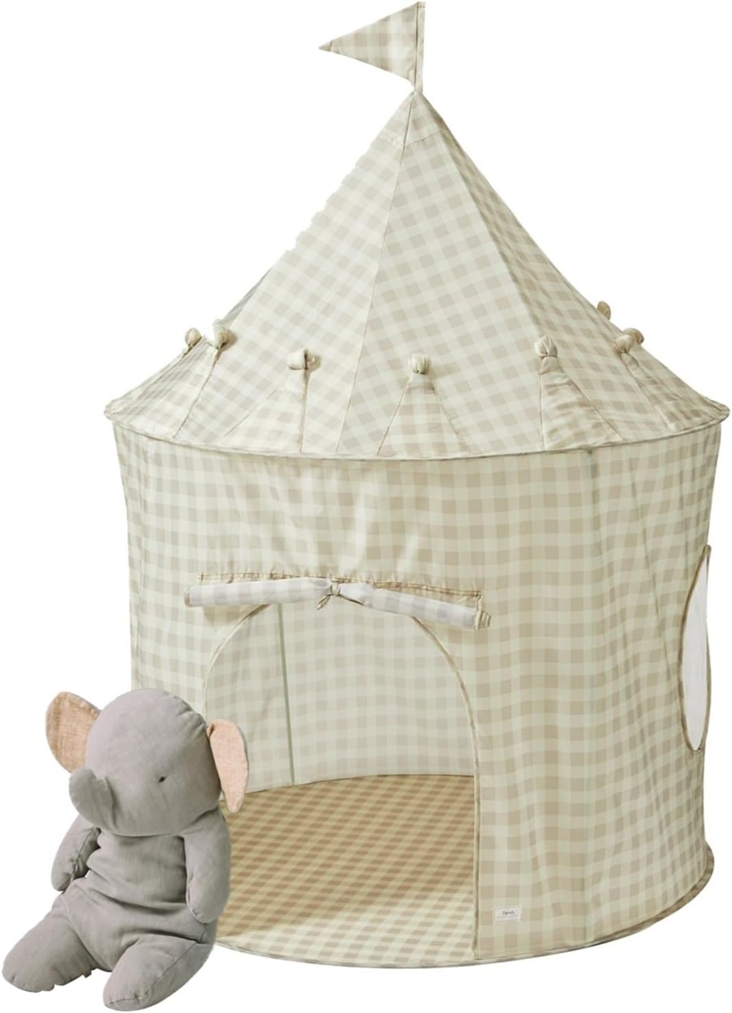 3 Sprouts Kids Play Tent for Ages 3 to 10 - Gingham Beige