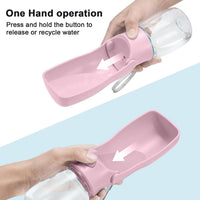 Portable Dog Water Bottle Dispenser [Leak Proof & Foldable] Dog - Pink / 12OZ - image 2
