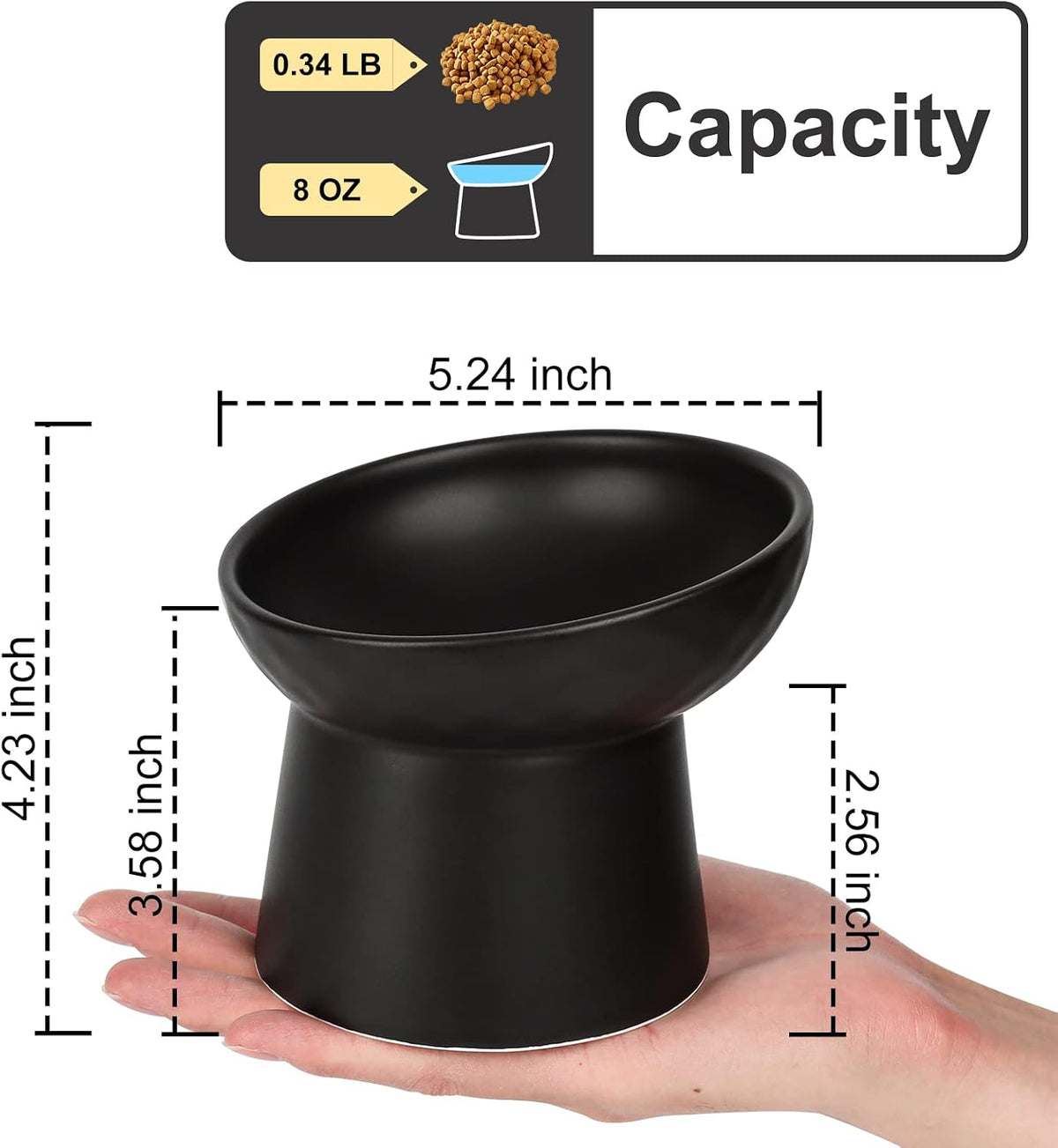 YauYik Small Raised Cat Bowls - BLACK-2PC - image 2