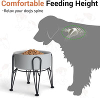 Elevated Dog Bowls, Ceramic Raised Dog Bowl Set with Anti-Slip and Non-Tip Metal Stand, 2 Pack Pet - Gray / 7.6 Cups | 2 Pack | For Large Dogs - image 2
