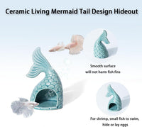 Pink Aquarium Decor Ceramic Cute Strawberry Betta Fish Tank Cave – Essentials for Fish - Fish Tail-blue / Fish Tail - image 4