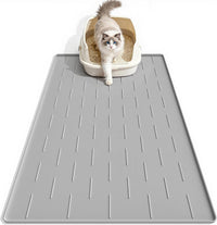 Pieviev Silicone Cat Litter Mat, Traps Litter & Easy to Clean - L-34''x22'' / Light Gray
