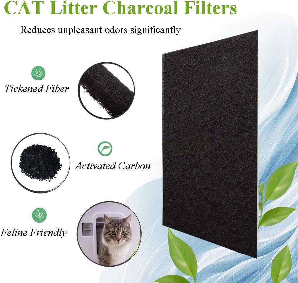 6 Pack Charcoal Cat Litter Box Replacment Filter Hooded Cat Litter - L3 Filters - image 2