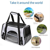 Cat Carrier Bag, Airline Approved Soft Carrier for Cats & Small Dogs – Essentials for Cats - Black With Gray
