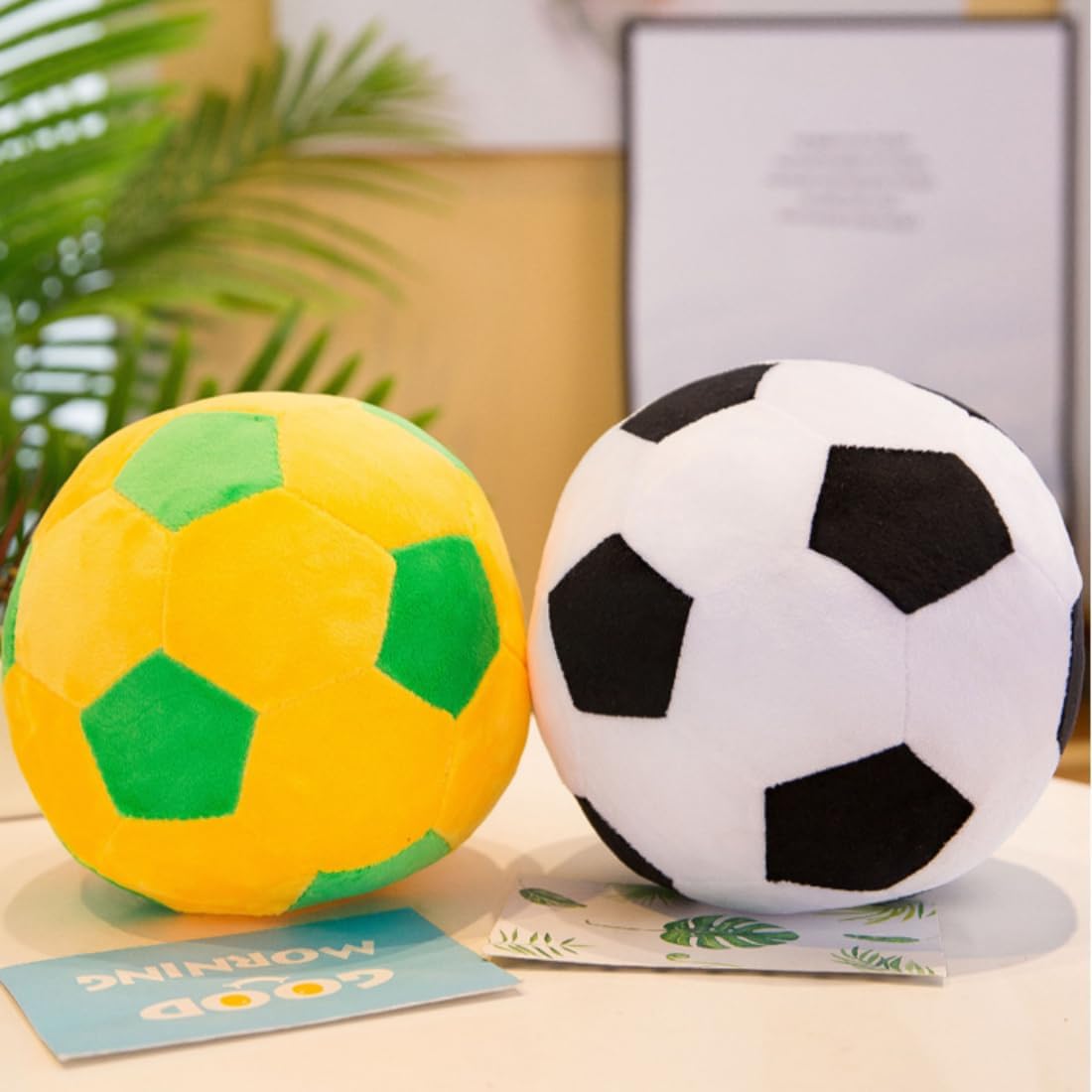 14" Volleyball Plush Pillow Soft Throw Toy for Kids Room Decoration – Fun for Kids & Family - Soccer - Yellow/Green / 9" - image 2