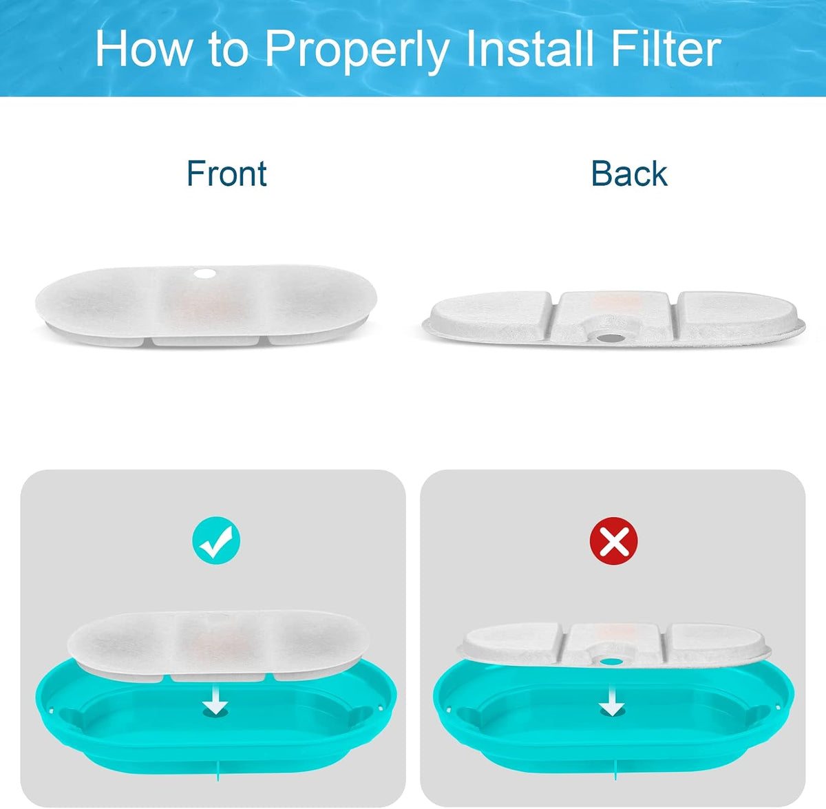 16 Packs Replacement Cat Water Fountain Filters Compatible - 8Filters+8 Sponges - image 4