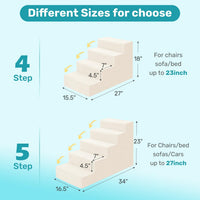 Dog Stairs for Bed, Extra Wide 4-Step Dog Steps for High Bed - White / 4 Steps - image 2