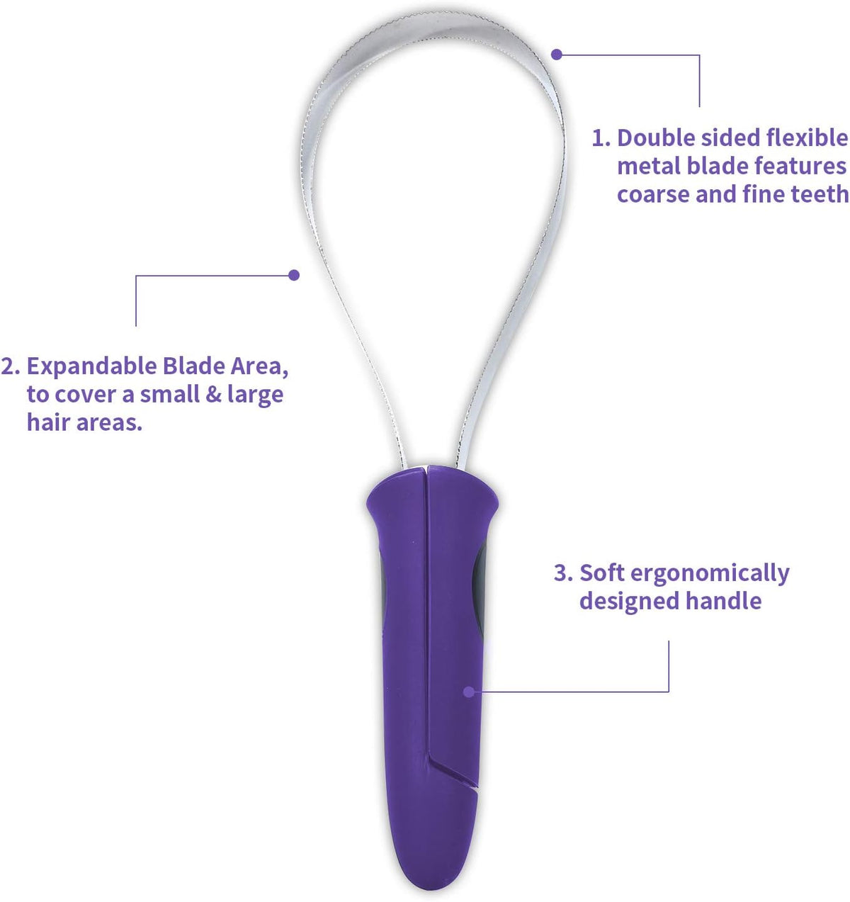 BOTH WINNERS Dual-Sided Shedding Blade with Stainless Steel Blade - Purple - image 3