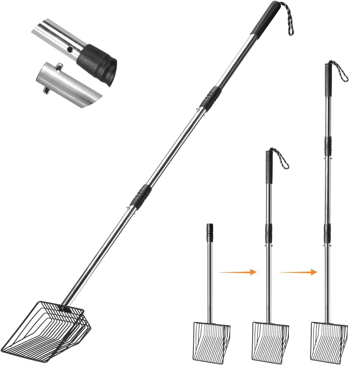 Cat Litter Scoop 43 inch Metal Litter Scooper with Stainless Steel - Long Handle-Upgraded