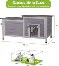 GUTINNEEN Outdoor Cat House Weatherproof Feral Kitty Shelter for Winter Cat Condo with Large Opening Roof (1-Story（AIR93）)