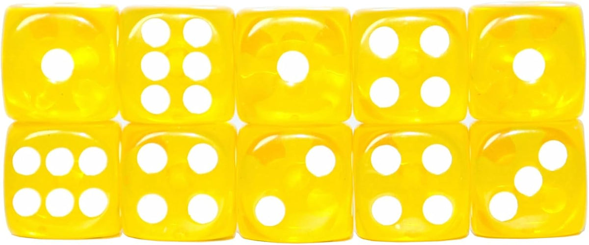 SmartDealsPro 10-Pack D6 Six Sided 16mm Transparent Dice Die for DND - Yellow Translucent - image 4