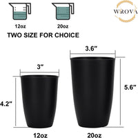 Wrova set of 8 black reusable wheat straw cups, 20 oz, stackable - view 27