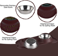 Dog Bowls 2 Stainless Steel Bowl for Pet Water and Food Feeder - 6½ oz ea / Chocolate - image 3