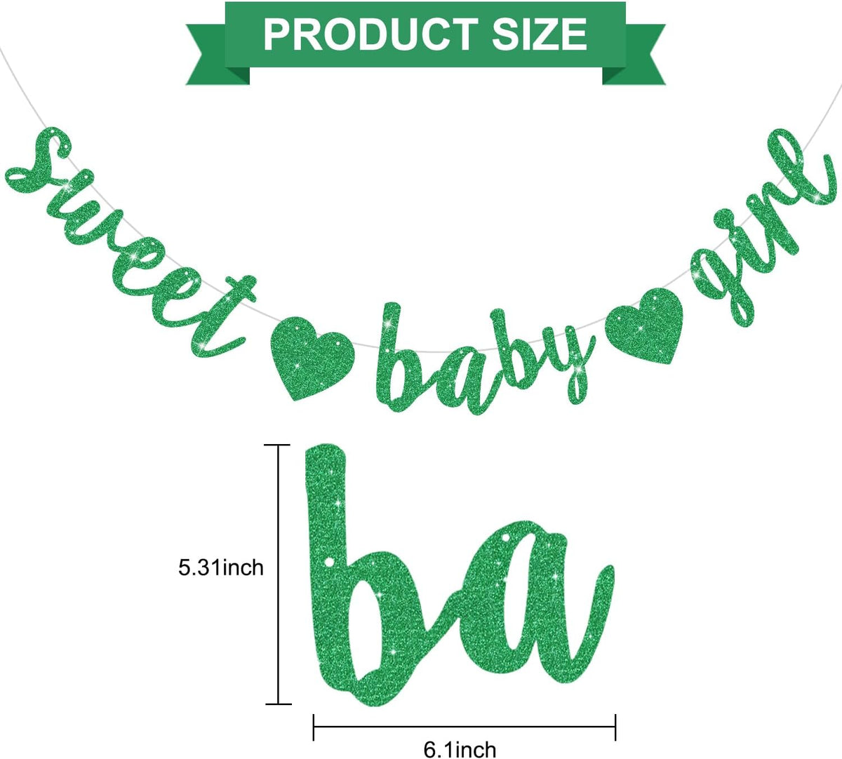 BEISHIDA Pre-Strung Glitter Champagne Girl Baby Banner Baby Shower - Dark Green - image 3