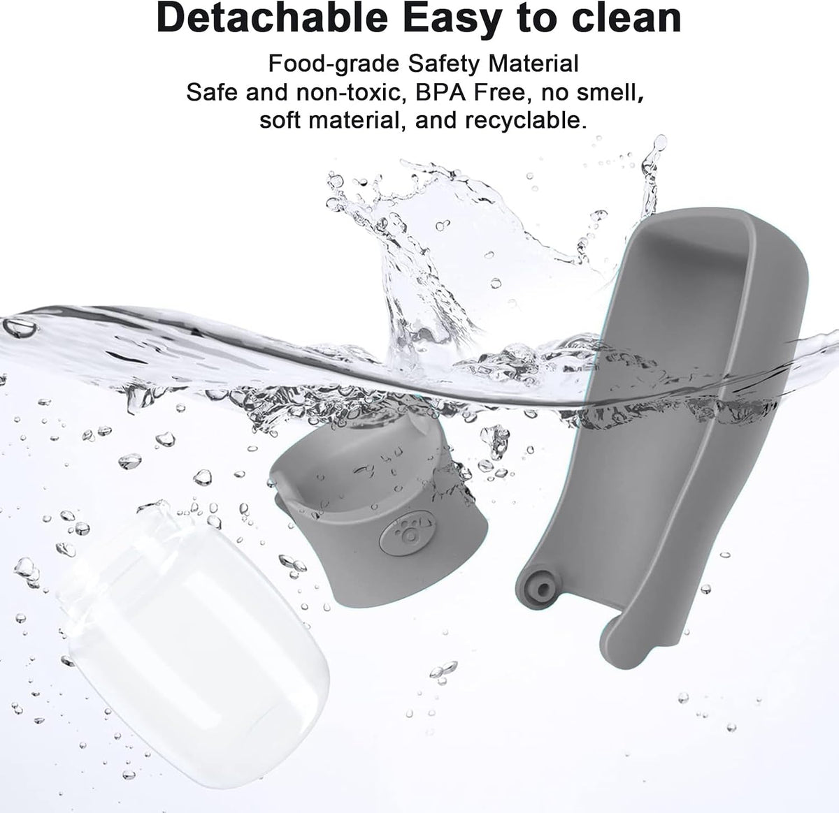 Portable Dog Water Bottle Dispenser [Leak Proof & Foldable] Dog - Grey / 12OZ - image 3