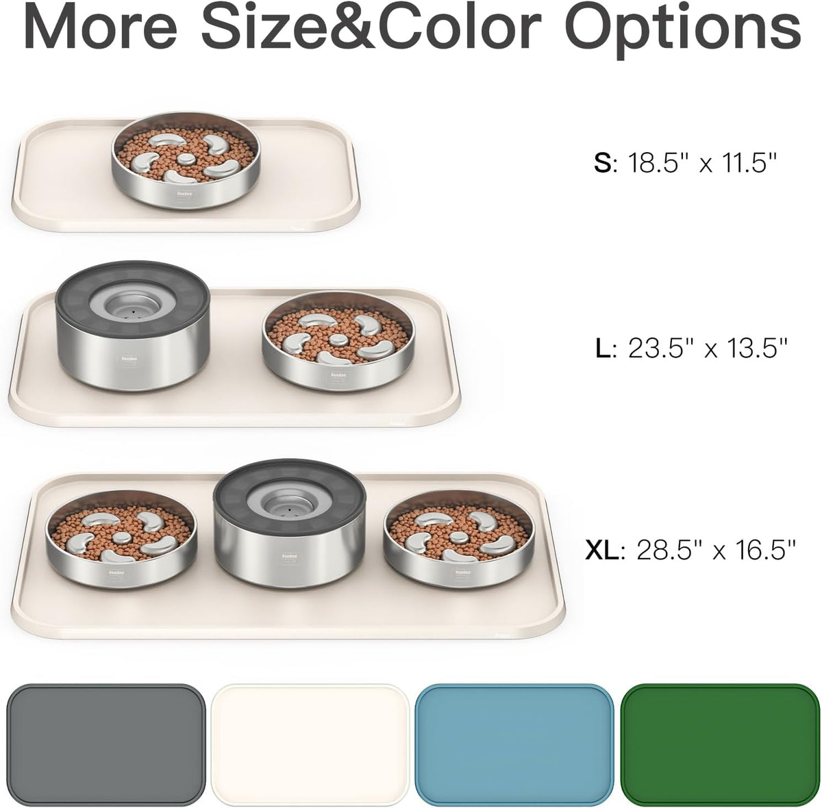 Feedoo Pet Feeding Mat [Warped Resistant Raised Edge] - 23.5"L x 13.5"W / Sand White - image 2