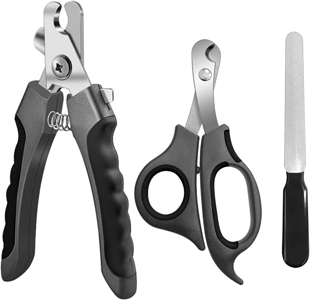 Pet Nail Clippers and Trimmers Set Safety Guard to Avoid Over Cutting - Grey