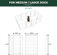 FXW Homeplus Unleashed Indoor Dog Playpen - Stress-Free and Safe Play, Heavy Duty 45 Inch 12 Wire Panels Dog Pen for Large Dogs, White│Patented