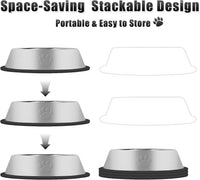 Serentive 3 Pcs Metal Dog Bowls for Small Dogs - 36 oz / Dog Paw - image 3