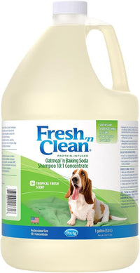 PetAg Fresh ’n Clean Oatmeal ’n Baking Soda Shampoo - Tropical Fresh Scent (10:1 Concentrate) - 1 Gallon - Nurtures Dry, Itchy Skin with Vitamin E & Aloe - Strengthens & Repairs - Soap Free