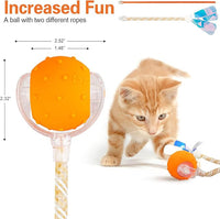 Interactive Cat Toys Ball for Indoor Cats, Automatic Agile Rolling Cat Ball with Elastic Mesh Tail, Bird Chirping & Motion Activated, 2 Tail Accessories, Kitten Toy for Bored (Orange)