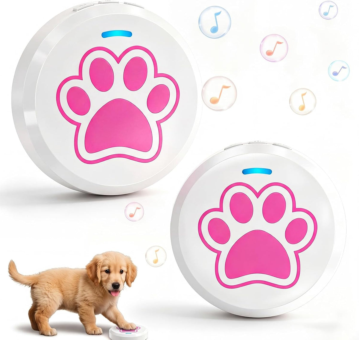 Dog Training Bells for Door - 2 White-pink Button
