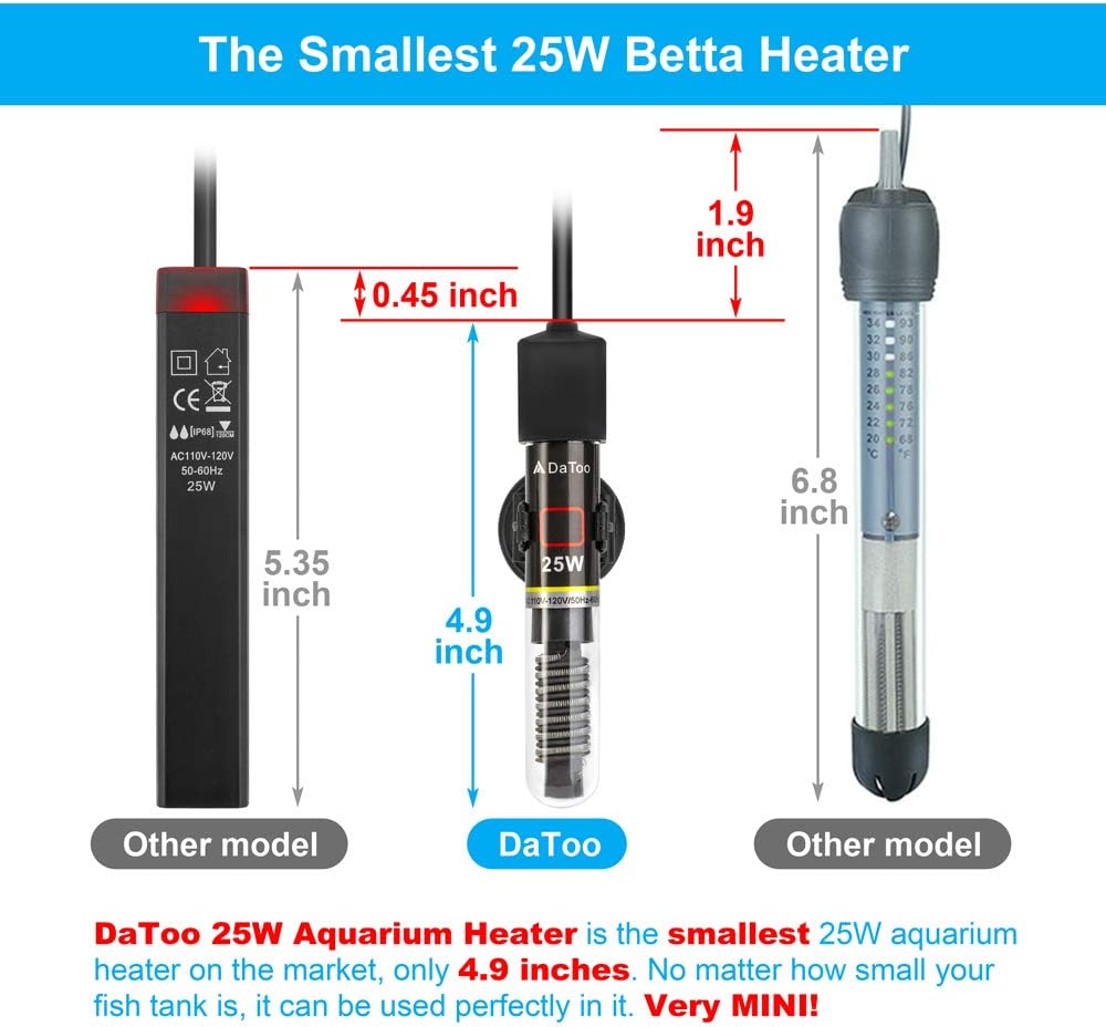 DaToo Mini Aquarium Heater 25W Small Fish Tank Heater 25 Watt - 25W - image 4