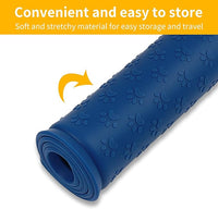 Ptlom Silicone Pet Placemat for Dog and Cat, Waterproof Anti-Slip Pet Feeding Bowl Mats for Food and Water, Small Medium Large Tray Mat Prevent Residues from Spilling to Floor, Navy Blue, 31.5" 23.6"