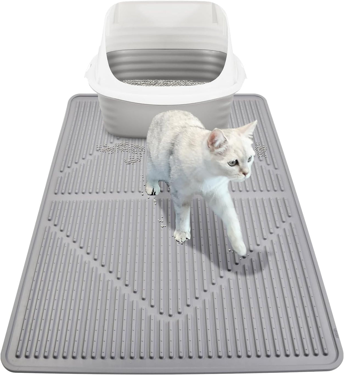 Rubber Cat Litter Mat Litter Box Mat - Grey / XL-28" x 20" Thickened