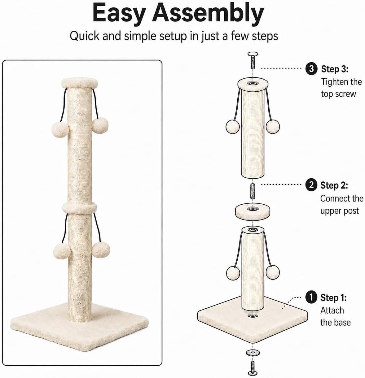 Dimaka 29in Cat Scratching Post - Beige / 34 inches for Large Cats - image 4